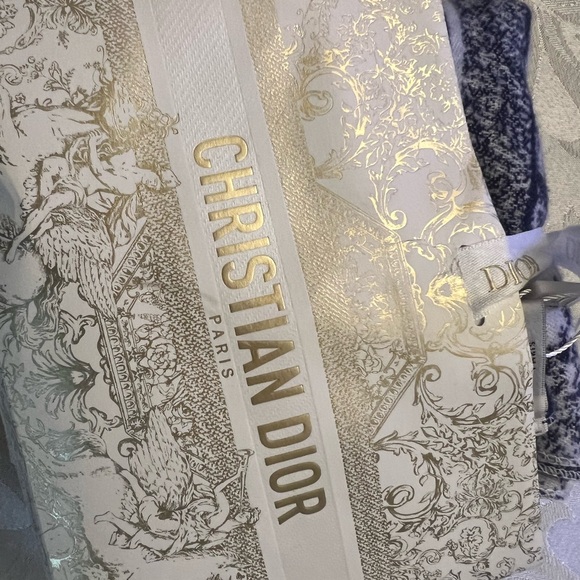 Dior Indigo Blue and White Cashmere Silk Scarf - Picture 8 of 10